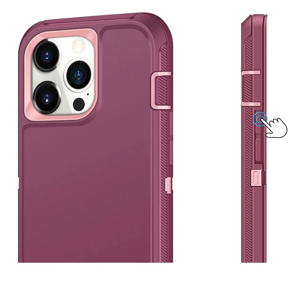 NWT! Iphone 13 Pro Max Wine Red Pink Anti-Scratch 360 Full Body Protective Case